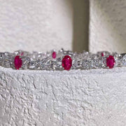 Burma Natural Pigeon Blood Ruby Tennis Diamond Bracelet D4.61ct d3.05ct 18K Gold